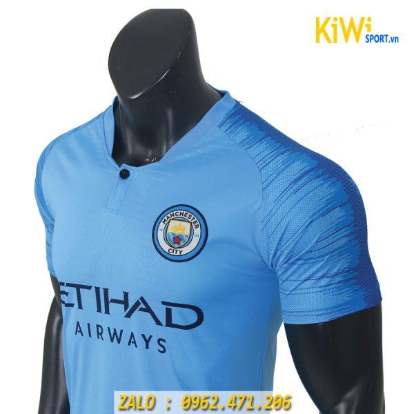 Mẫu áo đá bóng CLB Man City 2018 - 2019 màu xanh biển