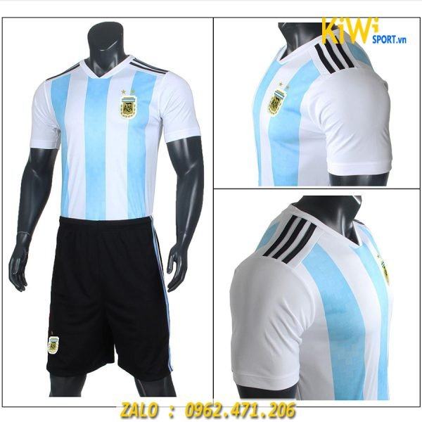 Áo bóng đá tuyển Argentina thi đấu world cup 2018 xanh sọc trắng