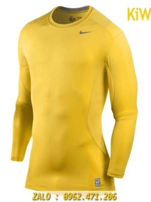 Áo Lót Body Dài Tay Nike Màu Vàng Chơi Bóng Đá, Thể Thao