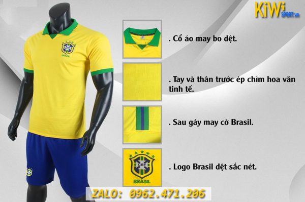 Chi Tiết Bộ Áo Bóng Đá Tuyển Brazil Copa America 2019 Màu Vàng