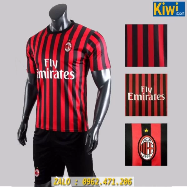 Áo AC Milan 2019 - 2020 sân nhà sọc đỏ đen cực chất