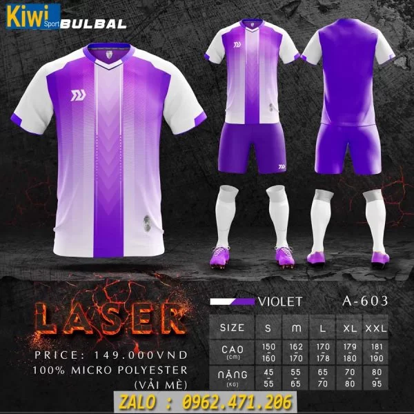 Áo Đá Banh Không Logo Laser Màu Tím