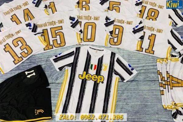 Mẫu In Áo Bóng Đá CLB Juventus 2020 - 2021 Sân Nhà Sọc Trắng Đen