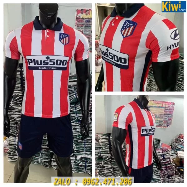 Áo Atletico Madrid 2020 - 2021 Sân Nhà Sọc Đỏ Trắng