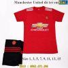 Áo Bóng Đá Trẻ Em CLB Manchester United Đỏ