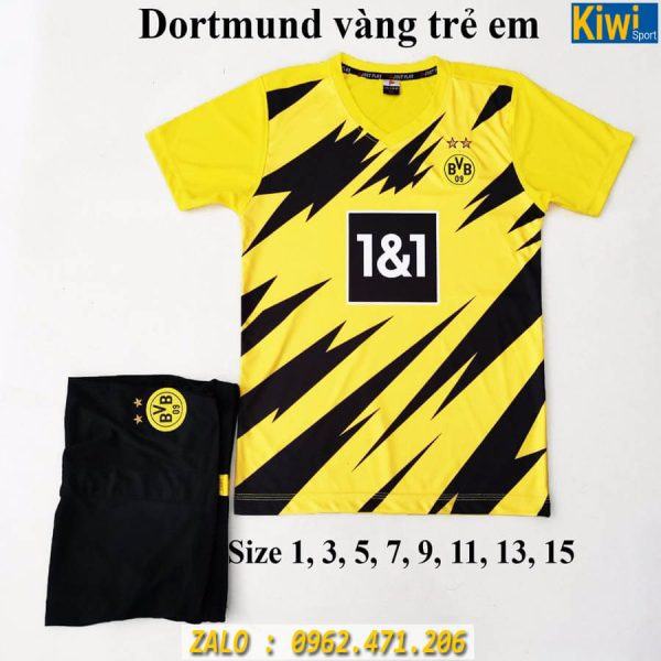 Áo Đá Banh Cho Bé CLB Dortmund 2020 - 2021 Màu Vàng