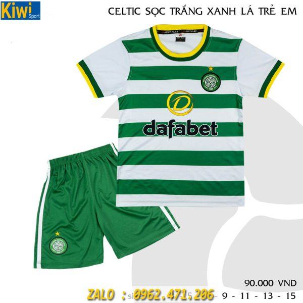 Bộ Áo Đá Banh Trẻ Em Celtic 2021 màu Xanh Sọc Trắng