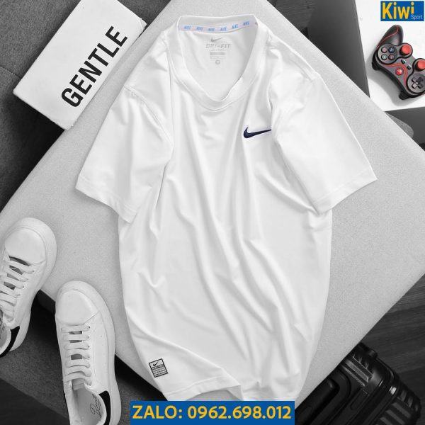 Áo Thun Thể Thao Nam Nike Màu Trắng Logo Thêu Rất Đẹp
