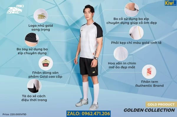 Bộ đồ đá banh Golden màu trắng cao cấp