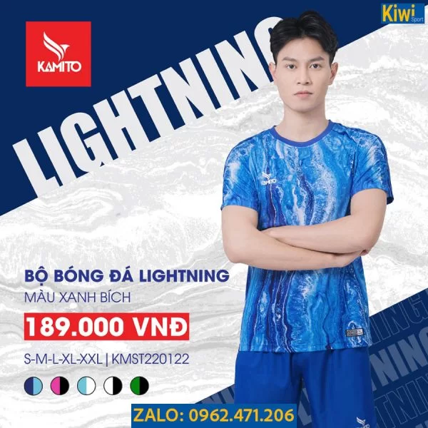 Áo Bóng Đá Kamito Lightning Màu Xanh Bích 2022 Cao Cấp