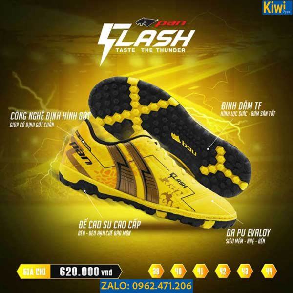 Giày Pan Flash 2022 Màu Vàng Đế TF Cao Cấp