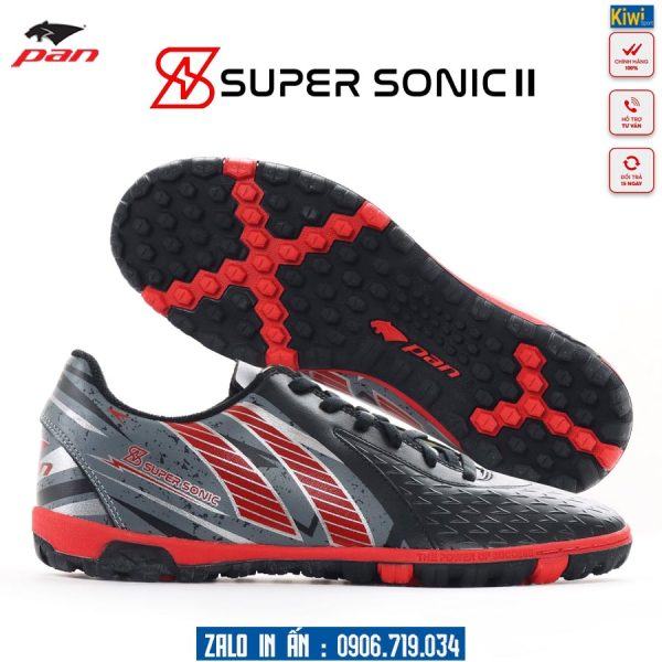 Giày Đá Banh Pan Super Sonic II Màu Đen Đế TF Cao Cấp