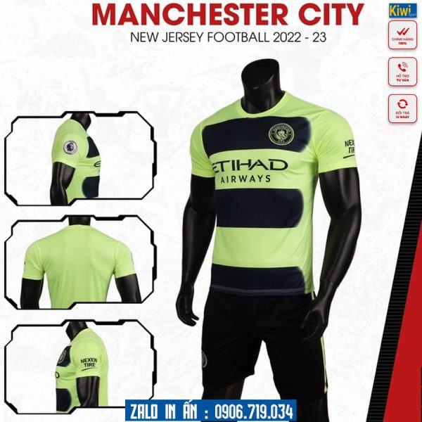 Áo Bóng Đá CLB Manchester City 2023 Màu Xanh Dạ Quang