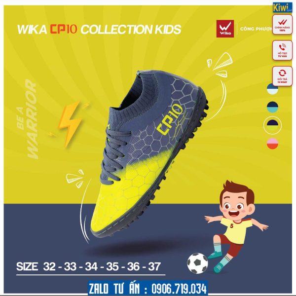 Giày Đá Bóng Trẻ Em Wika CP10 Màu Xanh Đen Vàng