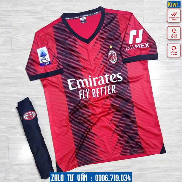 Áo Bóng Đá CLB AC Milan 2023 - 2024 Màu Đỏ Rất Đẹp