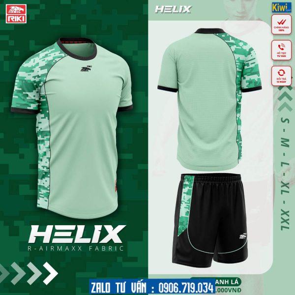 Áo Đá Banh Không Logo Helix Màu Xanh Lá Cực Chất
