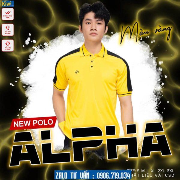 Áo Polo Thể Thao Alpha Màu Vàng 2023 Nổi Bật