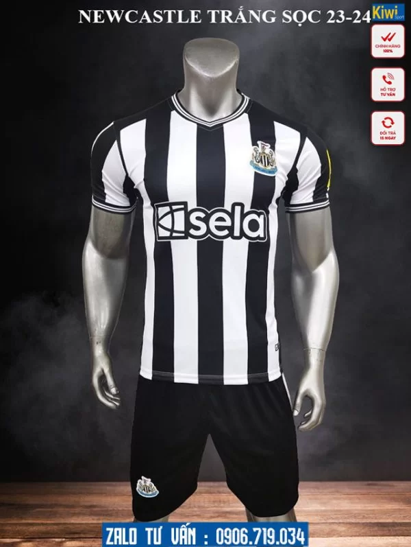 Áo Đá Banh CLB Newcastle Sọc Trắng Đen 2023 - 2024