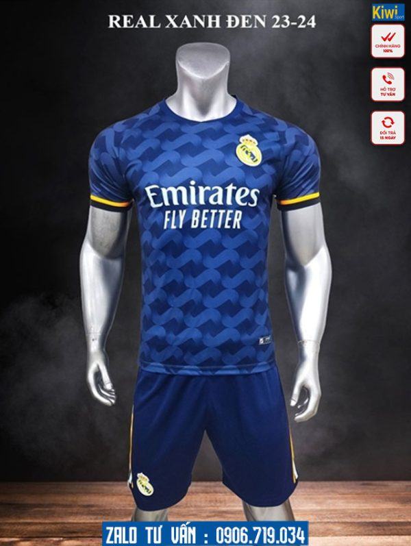 Áo đá banh CLB Real Madrid màu xanh đen mùa 2023