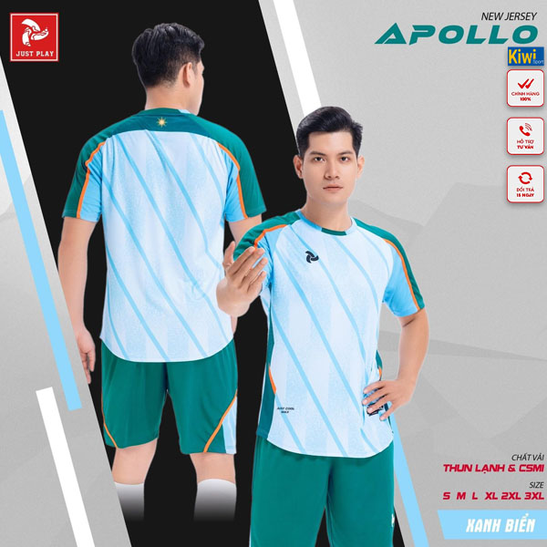 Áo bóng đá không logo Apollo màu xanh biển tuyệt đẹp