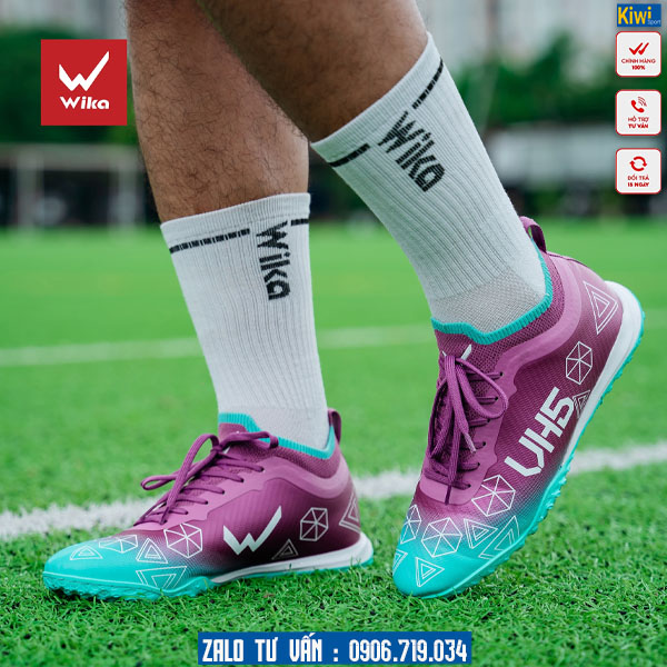 Giày bóng đá Wika Vh5 màu tím đế tf