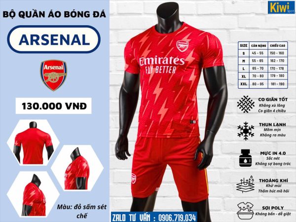 Áo Arsenal 2023 - 2024 Màu Đỏ Sấm Sét Bản Fan Made