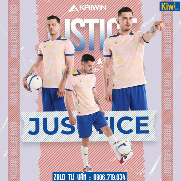 Áo bóng đá không logo Justice màu hồng nhạt
