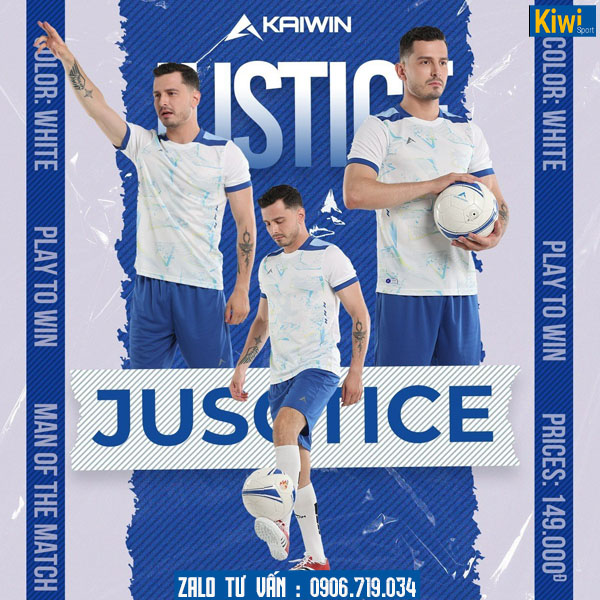 Áo đá banh không logo Justice màu trắng
