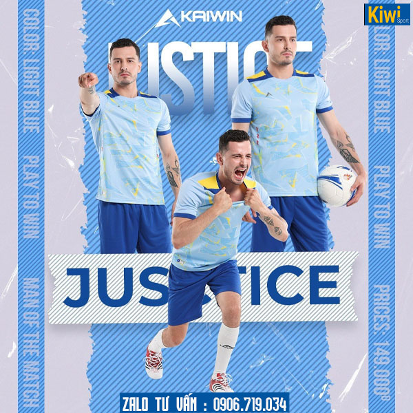 Áo bóng đá không logo Justice màu xanh biển