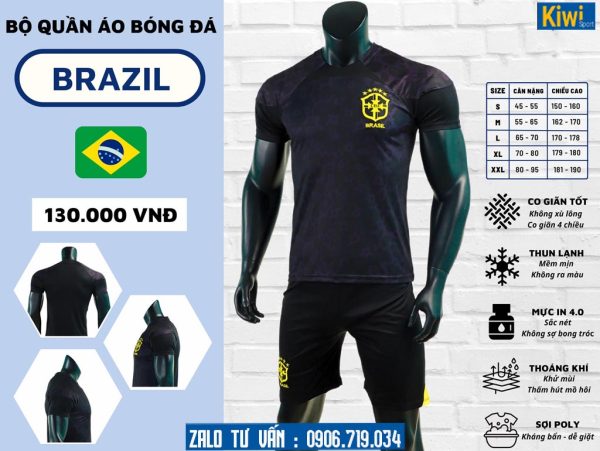 Bộ Áo Brazil 2023 - 2024 Màu Đen Rất Đẹp