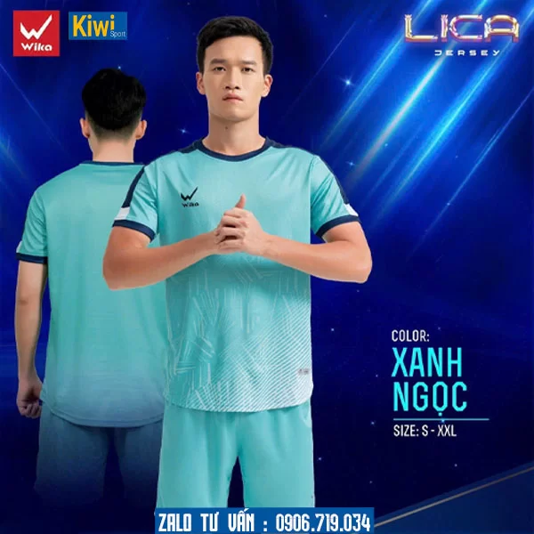 Áo đá bóng không logo Lica màu xanh ngọc