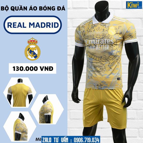 Áo Real Madrid 2023 - 2024 Màu Vàng Rồng Độc Đáo