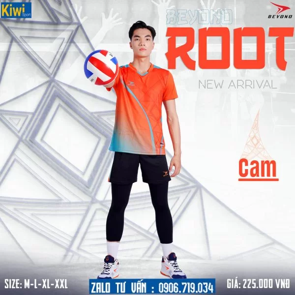 Áo bóng chuyền nam Beyono Root màu cam nổi bật