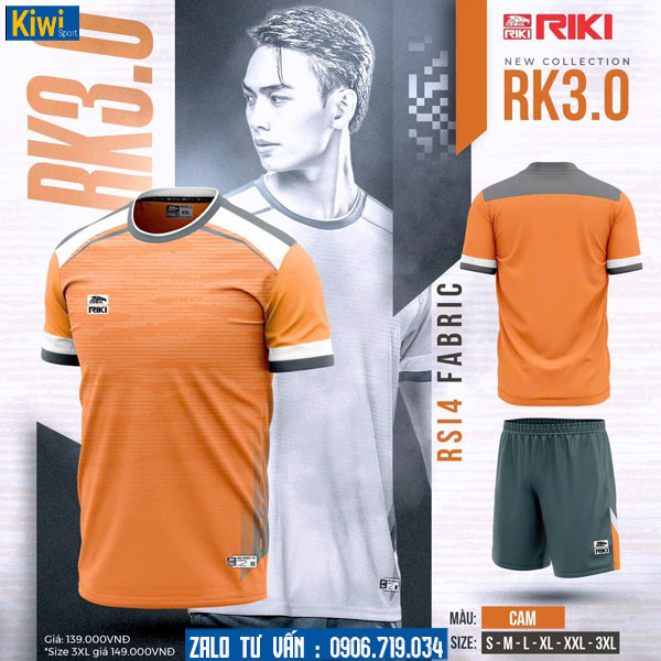 Áo bóng đá không logo RK3 màu cam