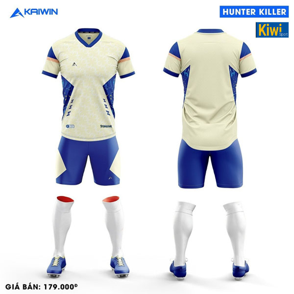Áo đá banh không logo Hunter Killer màu trắng sữa ấn tượng