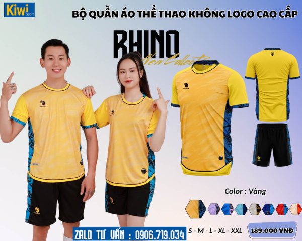 Áo bóng đá không logo Rhino màu vàng