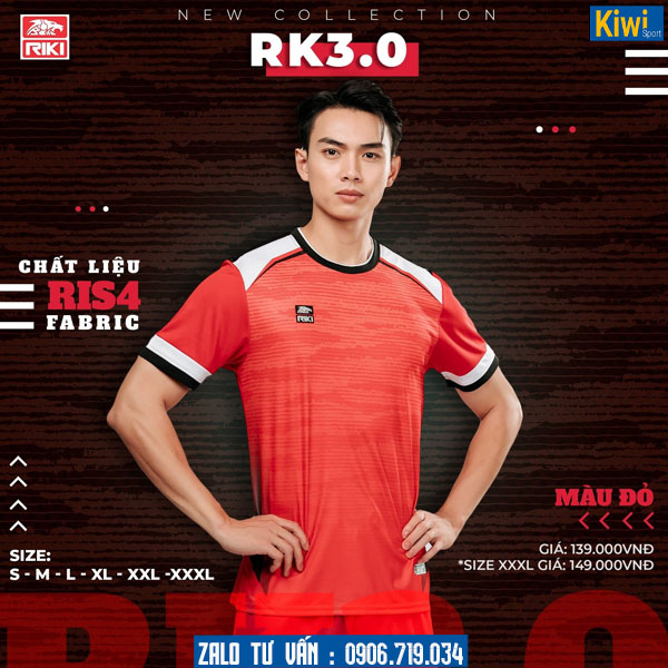 Áo bóng đá không logo RK3 màu đỏ máu lửa