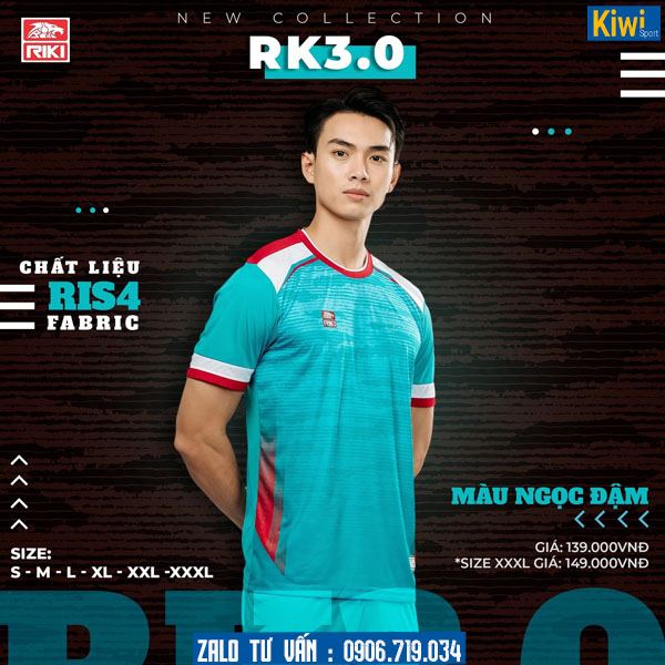 Áo bóng đá không logo RK3 màu xanh ngọc