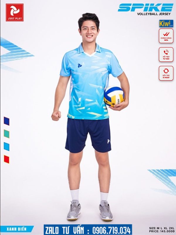 Quần áo bóng chuyền nam Spike màu xanh biển