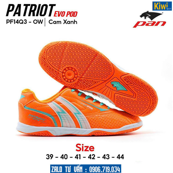 Giày đá banh Pan Patriot Evo đế bằng màu cam