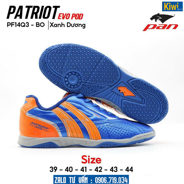 Giày đá bóng Pan Patriot Evo đế bằng màu xanh dương