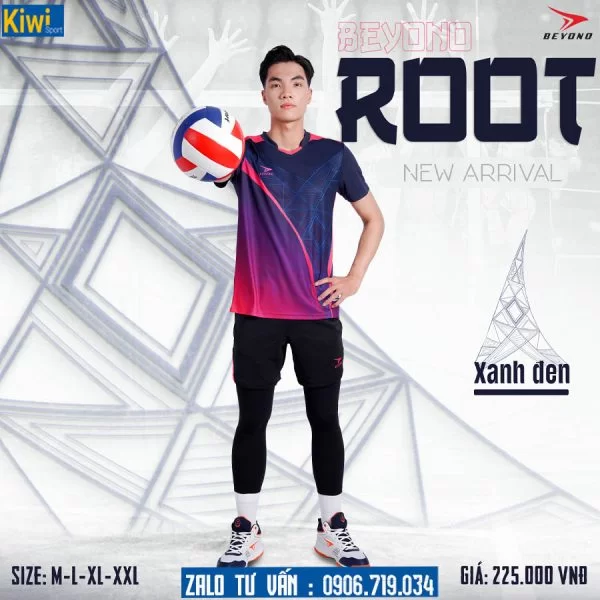 Quần áo bóng chuyền nam Beyono Root màu xanh đen