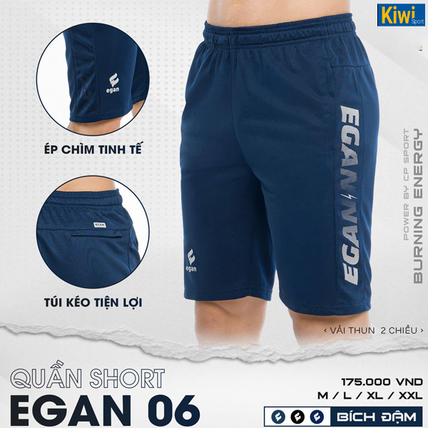 Quần short thể thao nam Egan 06 màu xanh bích