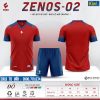 Áo đá bóng không logo Zenos 2 màu đỏ vải xịn