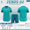 Áo đá bóng không logo Zenos 2 màu xanh ngọc vải cao cấp