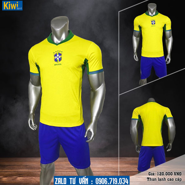Áo bóng đá đội tuyển Brazil 2024 màu vàng cực chất