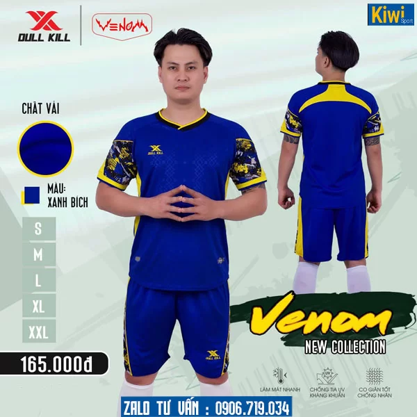 Áo đá bóng không logo Venom màu xanh bích