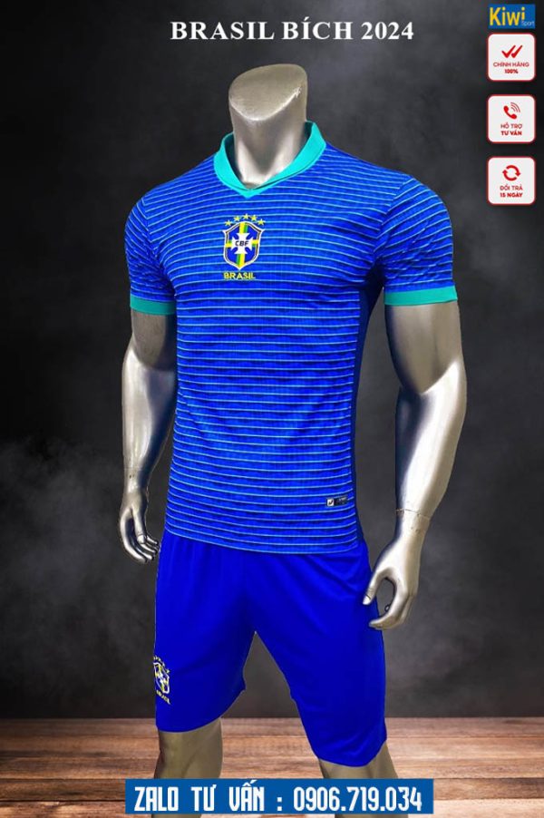 Áo đá banh đội tuyển Brazil 2024 màu xanh bích