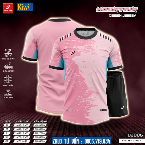 Áo bóng đá không logo Mountain màu hồng