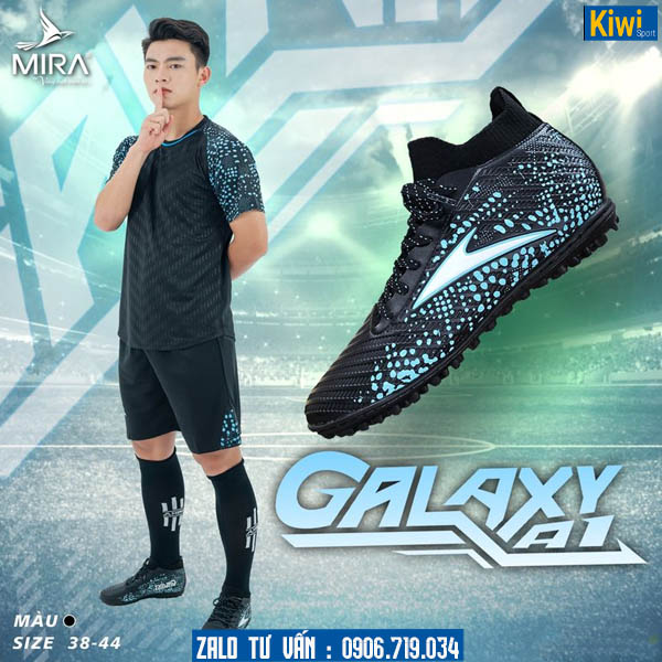Giày đá banh Galaxy A1 PTT màu xanh đen đế tf